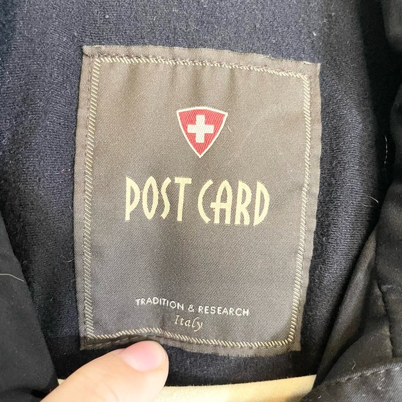 Post Card black Hooded Coat Italian Double Zipper Puffer Jacket Size 4 - Picture 11 of 16